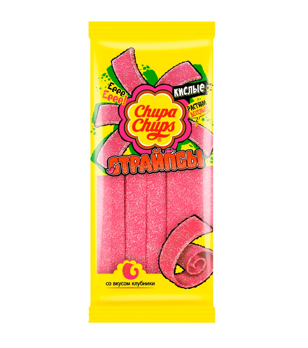 

Жевательный мармелад Chupa Chups страйпсы кислые клубника 120 г