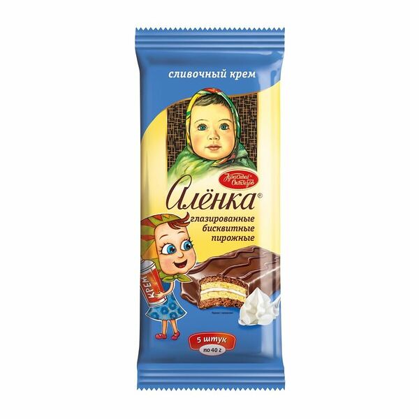 Пирожные Алёнка бисквитные глазированные сливочный крем 5 шт., 200 г