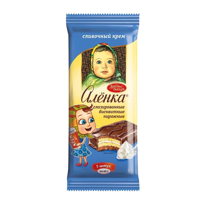 

Пирожные Алёнка бисквитные глазированные сливочный крем 5 шт 200 г