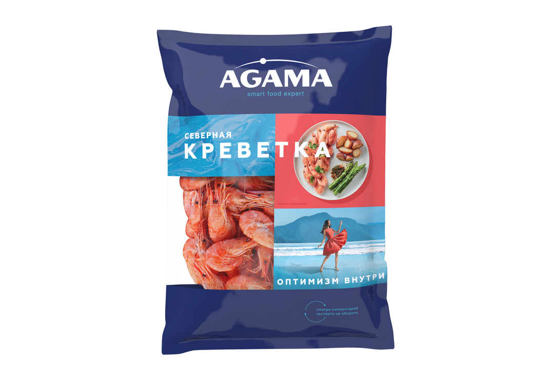 

Креветки Agama Северные №3 неразделанные варено-мороженые 850 г