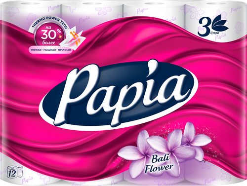 

Туалетная бумага Papia Bali Flower 3 слоя 12 рулонов