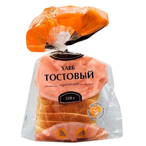 

Хлеб Оренбургский хлебокомбинат Тостовый половинка нарезанный 250 г