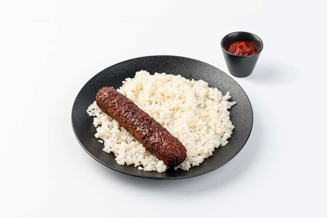 

Немясной люля-кебаб ВкусВилл с рисом и томатным соусом 273 г