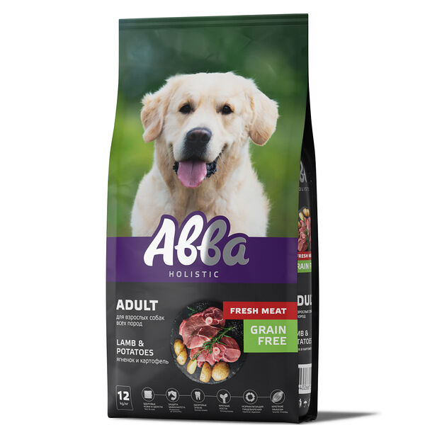 Premium Grain Free Adult корм Aвва для собак всех пород старше 1 года, с ягненком и картофелем 12 кг