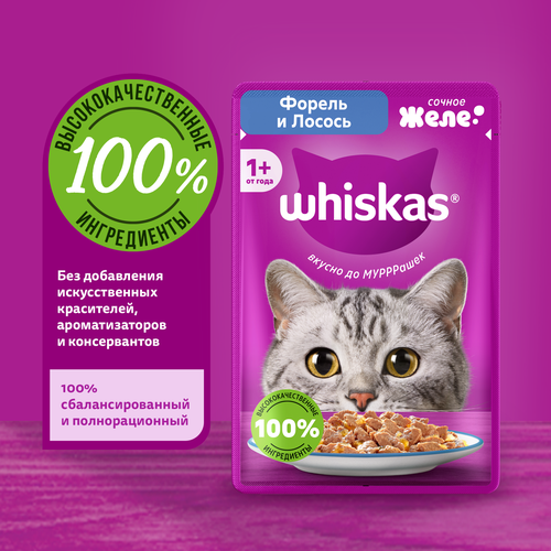 

Корм влажный для кошек Whiskas Желе Форель-лосось 75 г