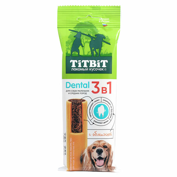 Снек жевательный Titbit Dental 3в1 облепиха для собак мелких и средних пород 110 г
