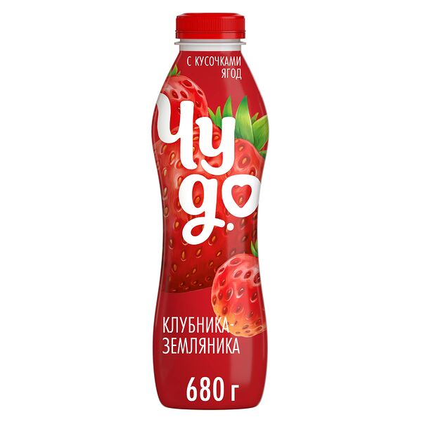 Йогурт питьевой Чудо Клубника-земляника 1.9% 680 г