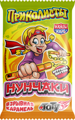 

Взрывная карамель Канди Клаб с тату и игрушкой Нунчаки в ассортименте 1 г