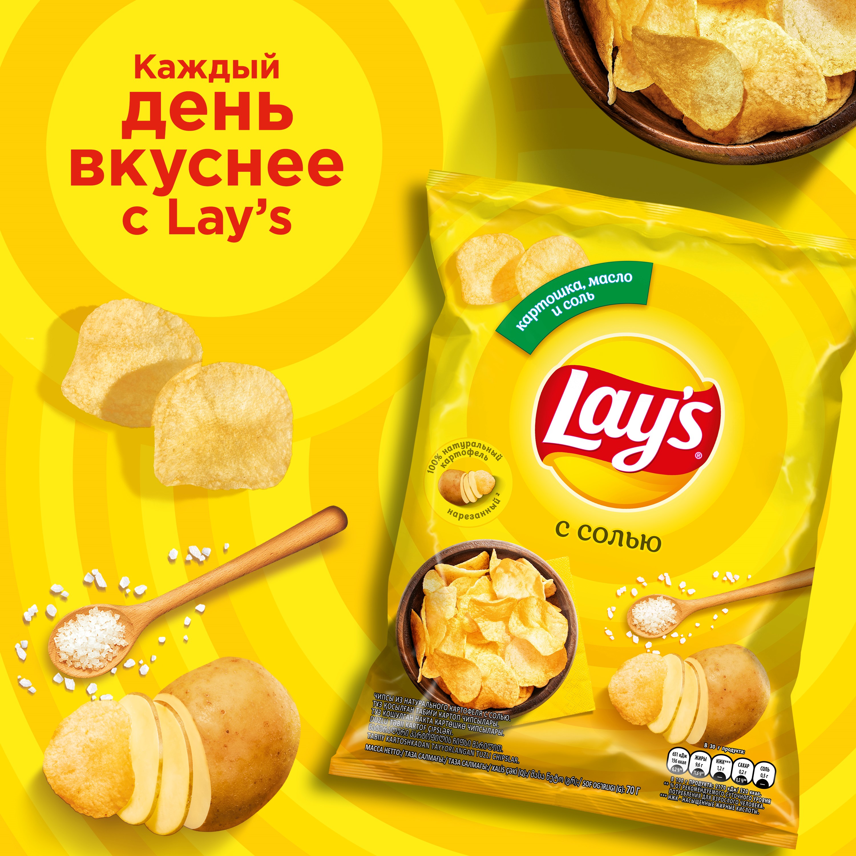 

Картофельные чипсы Lay's со вкусом соли 70 г