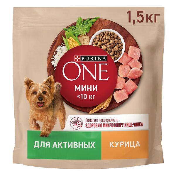 Сухой корм Purina One Мини для собак мелких пород с курицей и рисом 1.5 кг