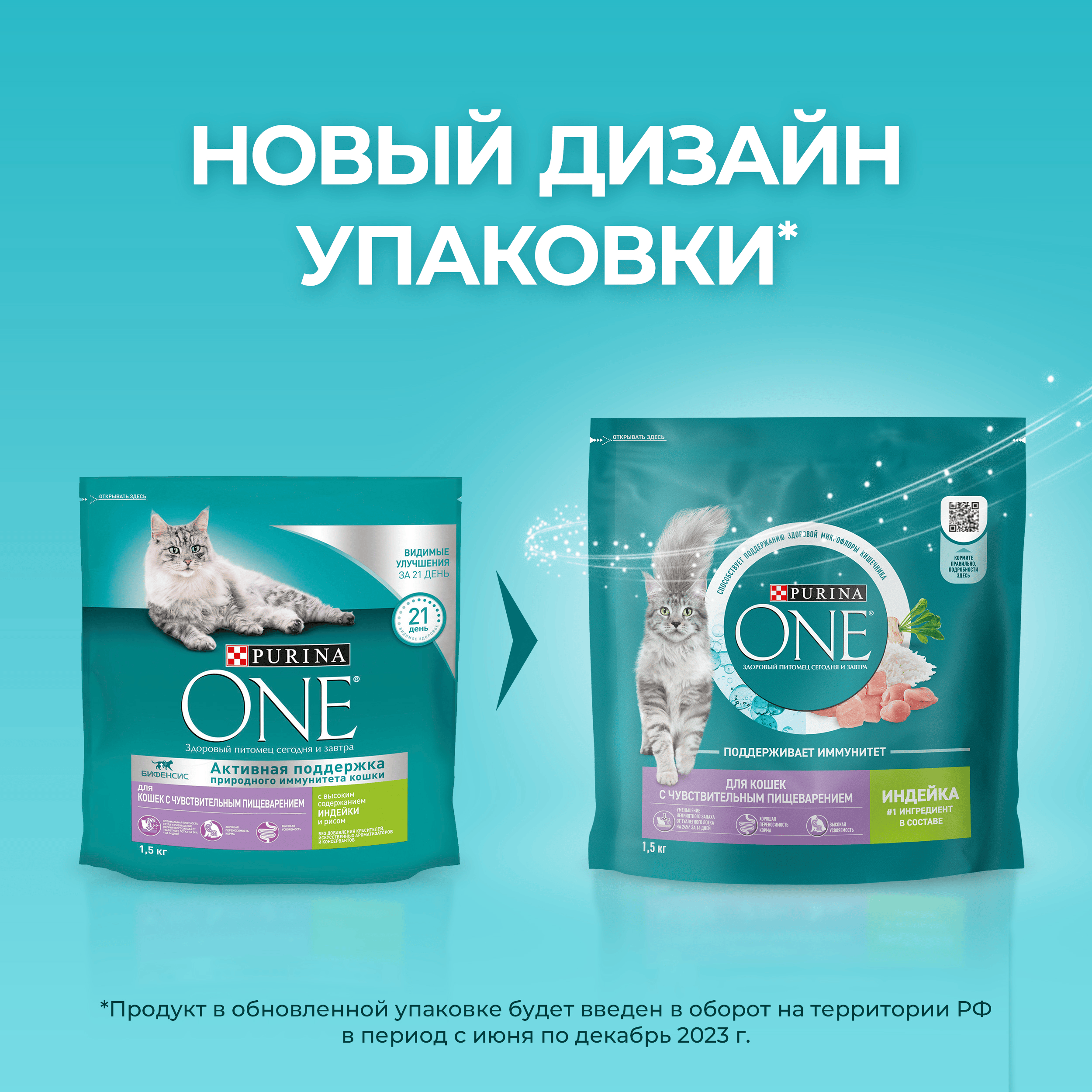 

Сухой корм Purina One полнорационный для кошек с чувствительным пищеварением с высоким содержанием индейки 1,5 кг