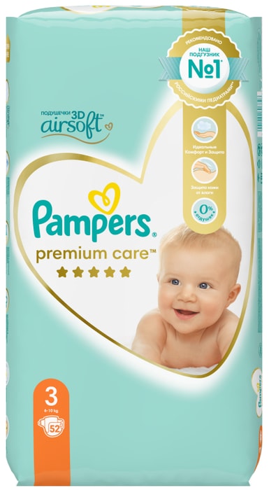 

Подгузники Pampers Premium Care №3 6-10 кг 52 шт.
