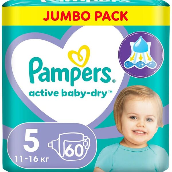 Подгузники Pampers Active Baby-Dry размер 5 11-16 кг 60 шт.