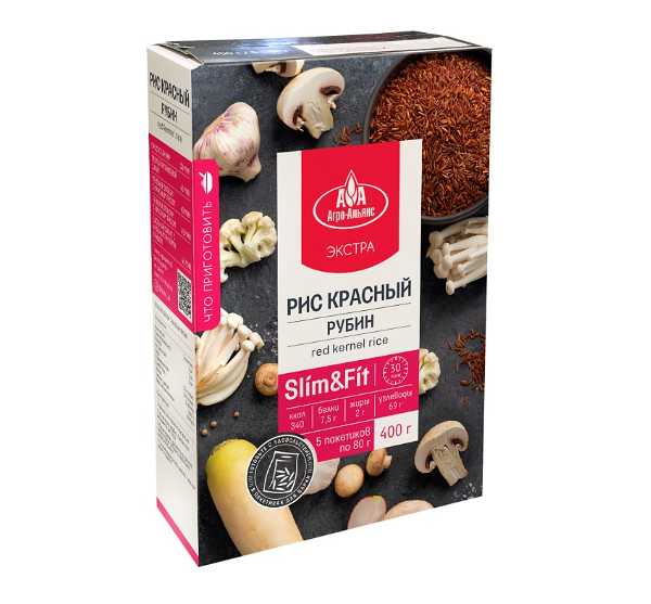Рис Агро-Альянс Рубин краснозерный Экстра в пакетиках для варки, 5 шт. х 80 г, 400 г