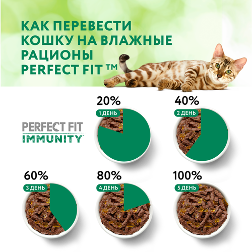 

Влажный корм Perfect Fit Immunity для иммунитета кошек говядина в желе и семена льна 75 г