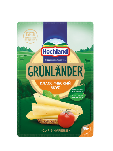 

Сыр Hochland Grunlander 50% нарезка 130 г