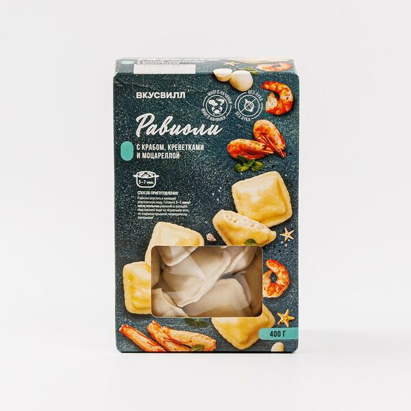 Равиоли Вкусвилл с крабом, креветками и моцареллой 400 г