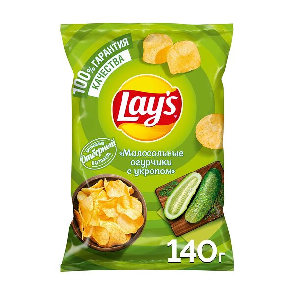 Чипсы картофельные Lay's Малосольные огурчики с укропом 140 г