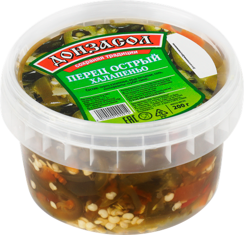 Перец халапеньо Донзасол маринованный, острый 200 г