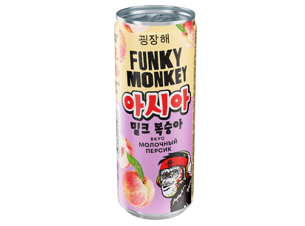 Напиток Funky Monkey Craazy Asia вкус молочный персик 0.33 л