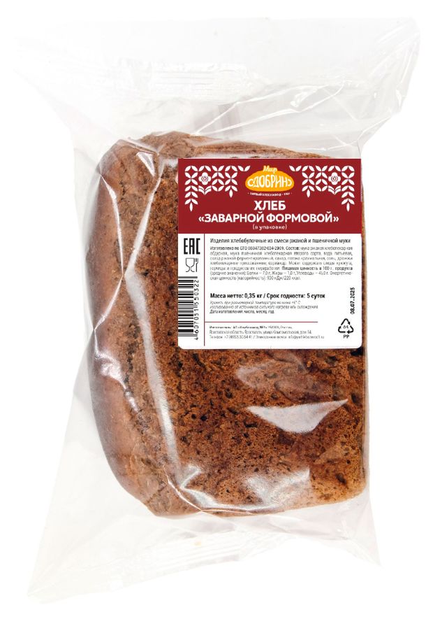 

Хлеб Мир Сдобрино заварной формовой 350 г