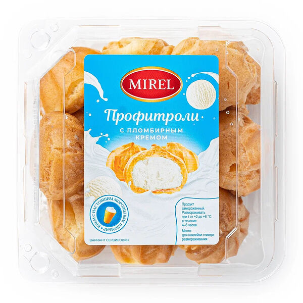 Пирожное Mirel профитроли с пломбирным кремом 180 г