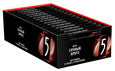 Жевательная резинка Five сочный арбуз без сахара 15 x 15.6 г