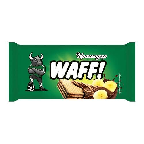 Вафельный батончик Waff Краснодар глазированный с начинкой банан, шоколад 28 г