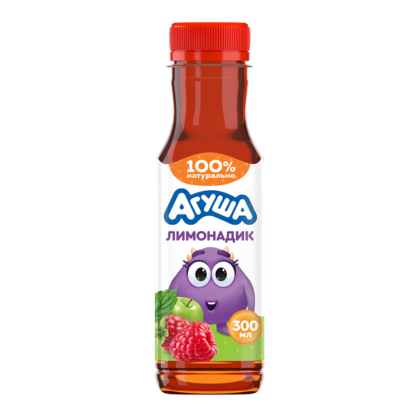 Лимонад для детей Агуша Яблоко-малина-мелисса без сахара с 3 лет 300 мл