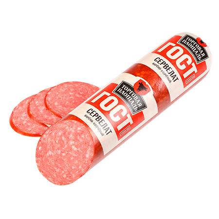 

Колбаса варено-копченая Торговая площадь Сервелат 380 г