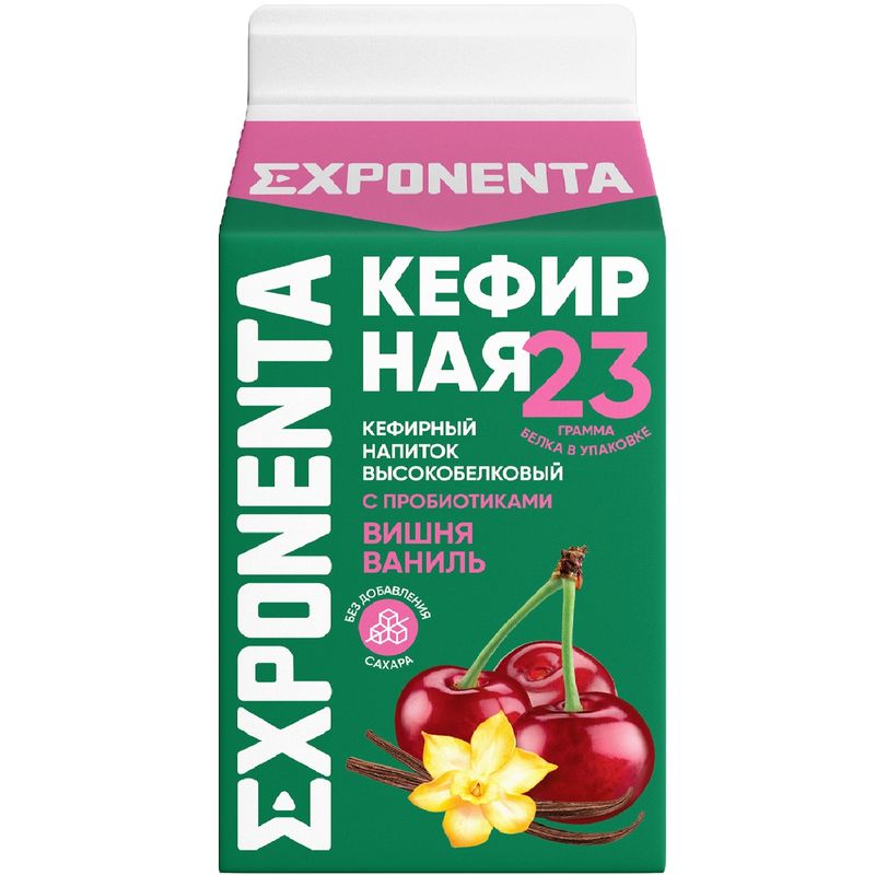 

Напиток кефирный кисломолочный обезжиренный Exponenta кефирная со вкусом Вишня-ваниль 450 г