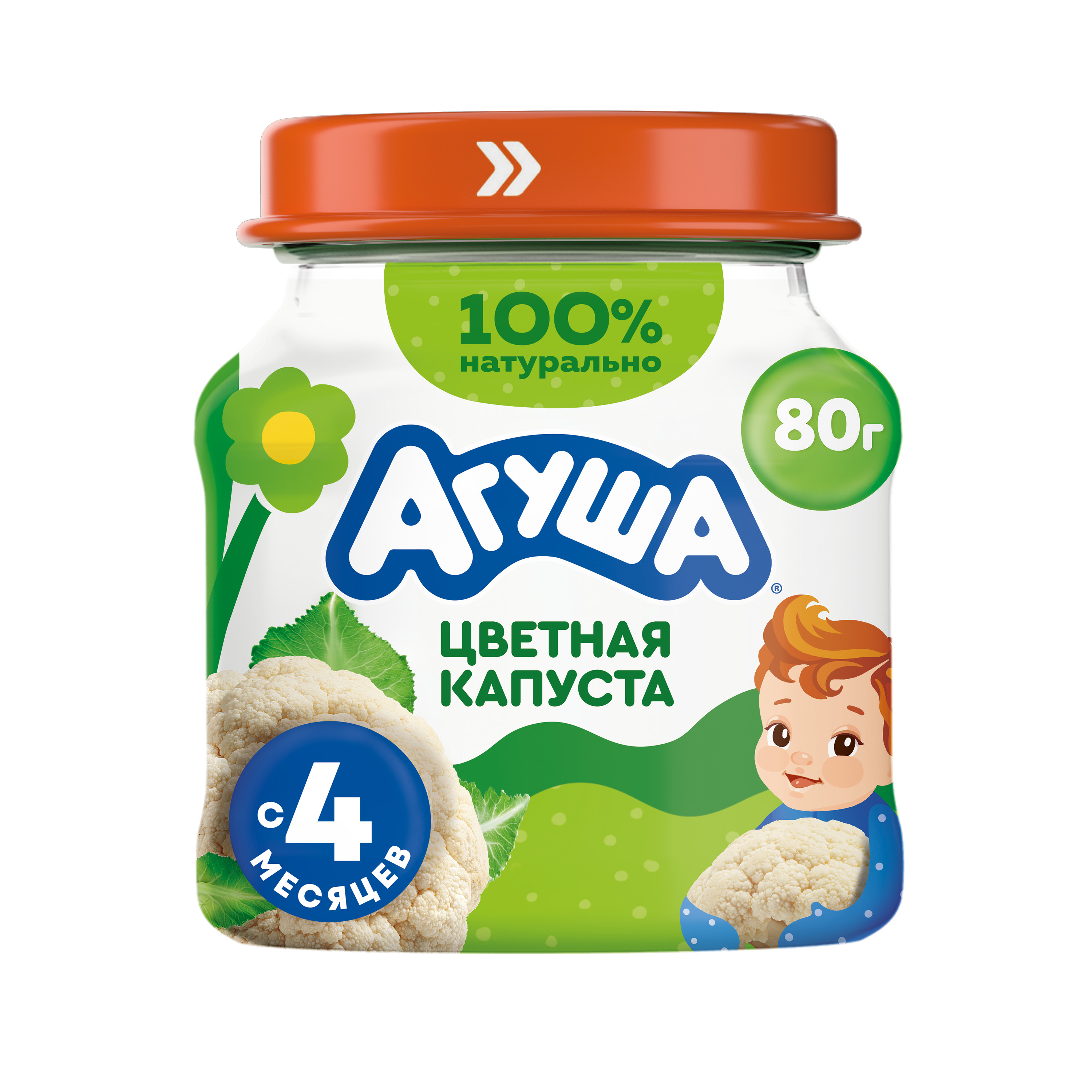 

Пюре овощное Агуша Цветная капуста в стеклянной баночке с 4 месяцев 80 г
