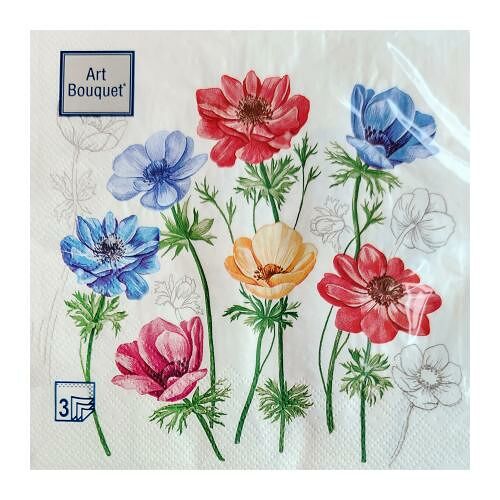 Бумажные салфетки Art Bouquet анемоны 33x33 см 20 шт.