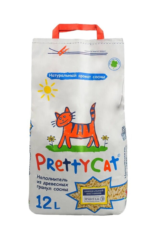

Наполнитель для кошачьего туалета PrettyCat Wood Granules впитывающий древесный 12 л