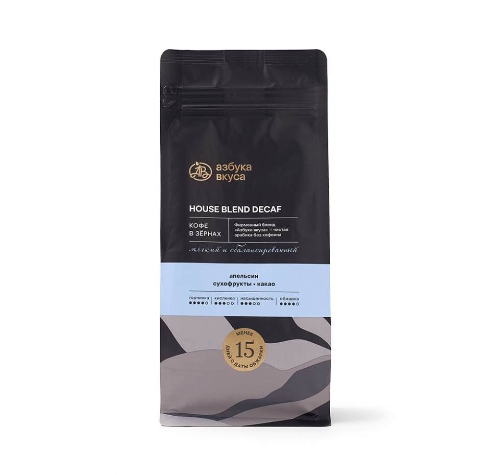 

Кофейная смесь в зёрнах Азбука вкуса House Blend Decaf: 100% Арабика 250 г Россия