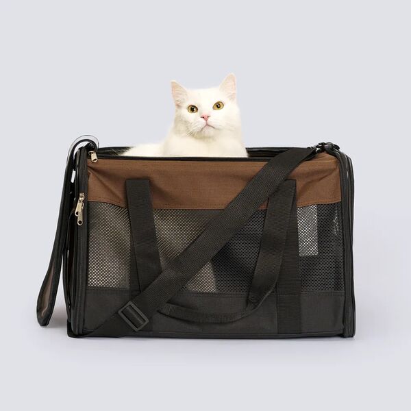 Сумка-переноска Rurri для кошек и собак мелких пород, 46x30x30 см, черно-коричневый