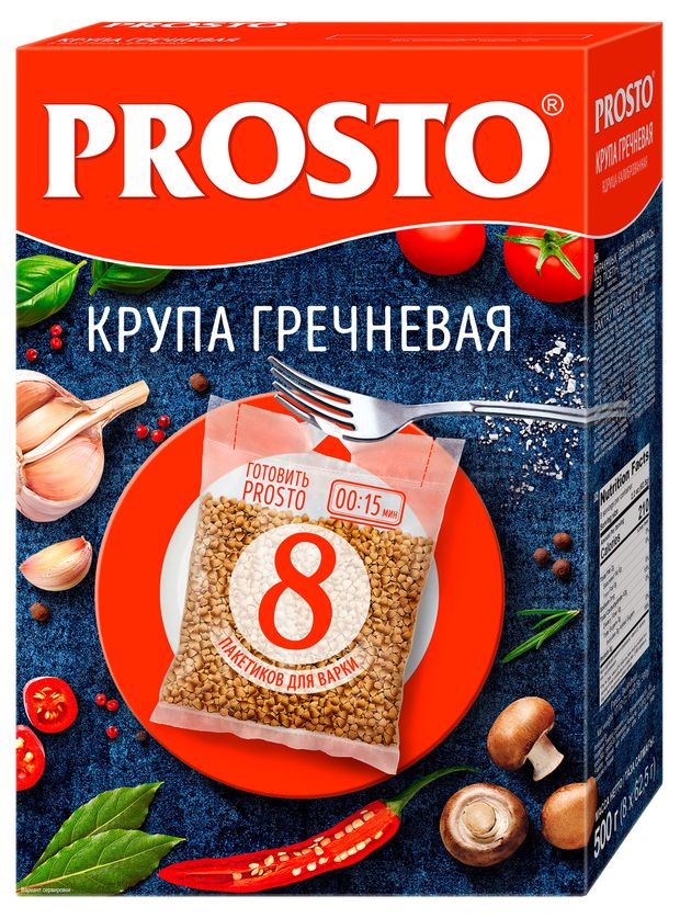 

Гречка Prosto ядрица в пакетиках для варки, 8 шт. x 62.5 г