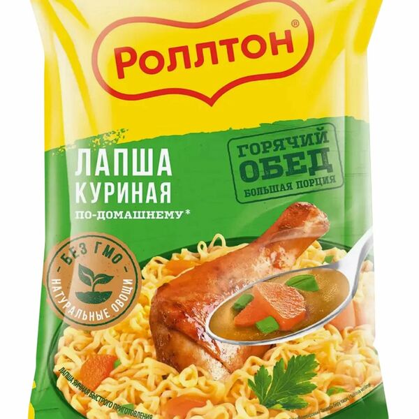 Вермишель Роллтон на домашнем бульоне курица дизайн упаковки в ассортименте 60 г