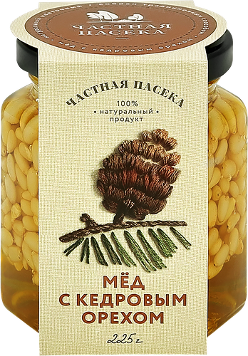 Мед Частная пасека с кедровым орехом, 225 г