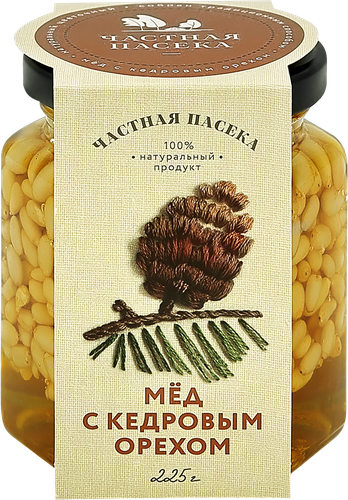 

Мед Частная пасека с кедровым орехом, 225 г