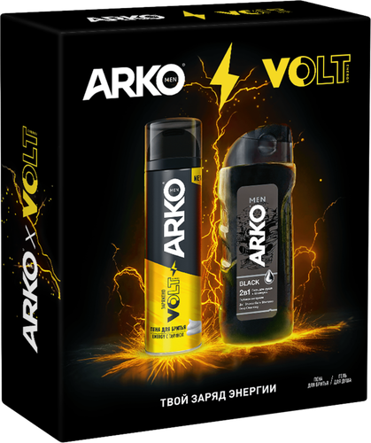 

Подарочный набор Arko пена для бритья Energy 200 мл + 2в1 Гель для душа + Шампунь Black 260 мл