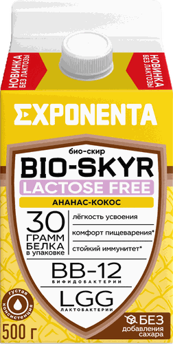 

Напиток кисломолочный Exponenta Bio-Skyr 3 в 1 ананас-кокос безлактозный 500 г