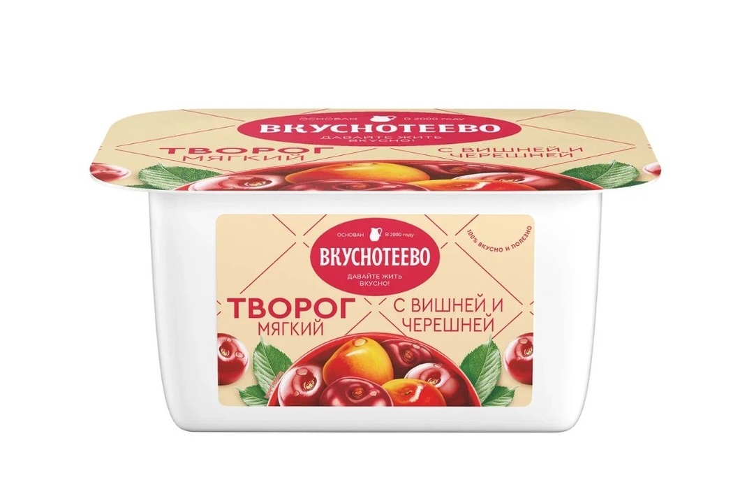 

Творог Вкуснотеево мягкий с вишней и черешней 5% бзмж 120 г