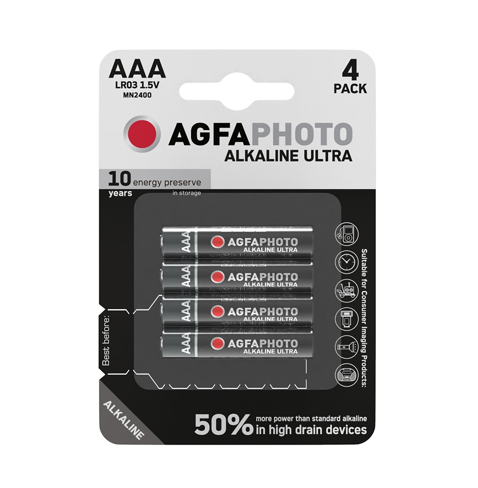 

Батарейки Ultra Alkaline Micro AAA, AgfaPhoto, 4 шт., Китай