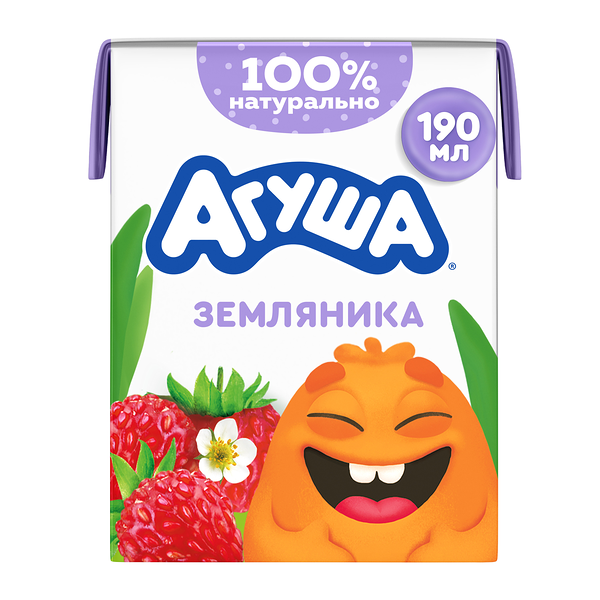 Молочный коктейль Агуша Земляника с ягодным соком для детского питания с 12 месяцев 190 мл