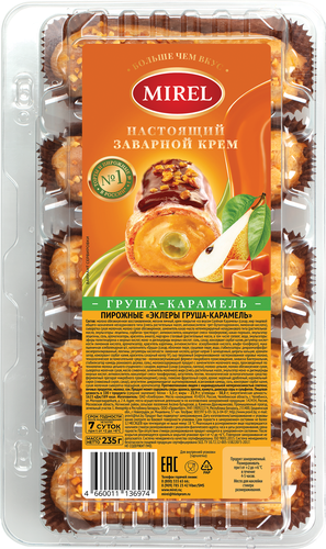 

Пирожные Mirel Эклеры Груша-карамель 235 г