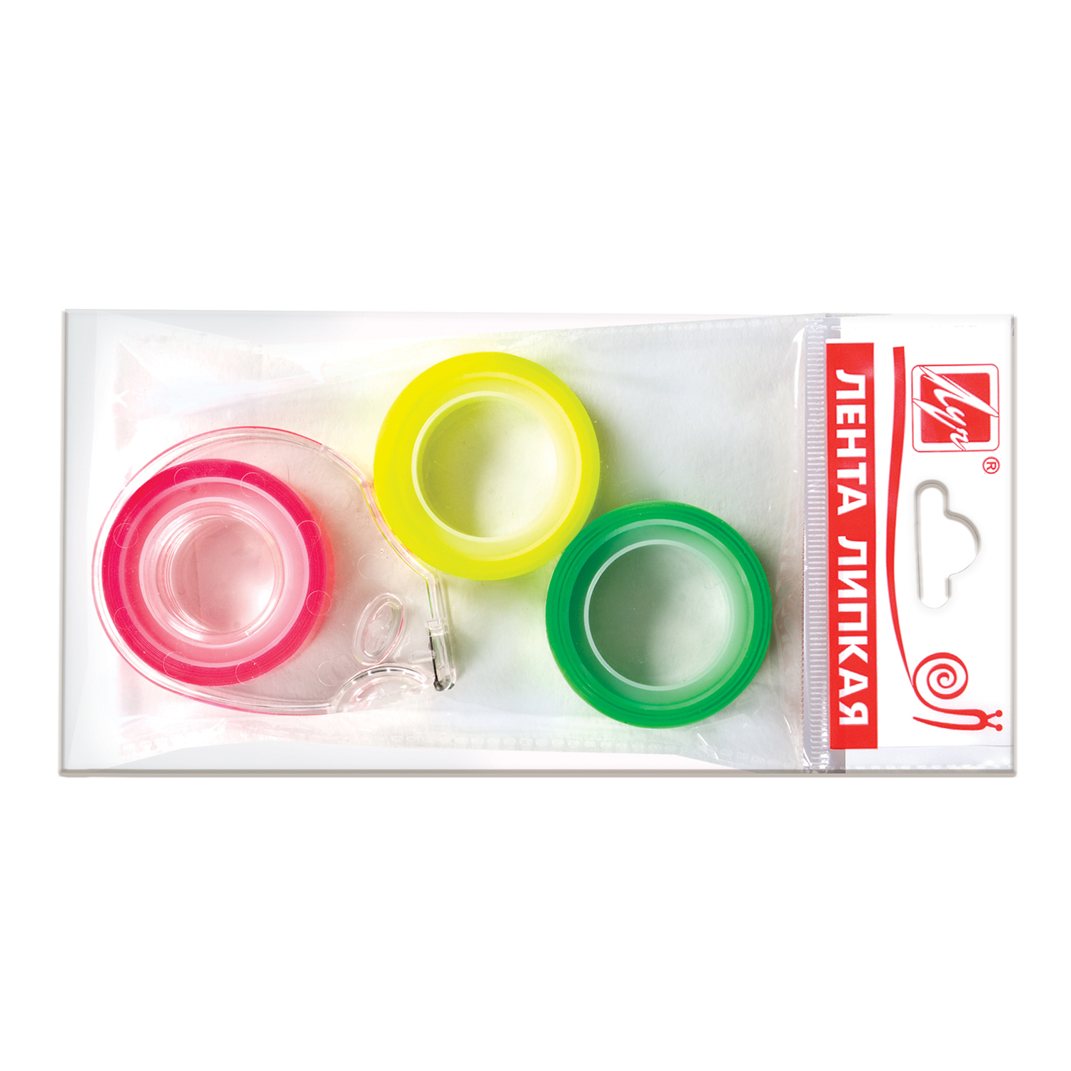 

Набор клейкой ленты Луч флуоресцентная, с диспенсером, 12 мм 10 м 3 шт.