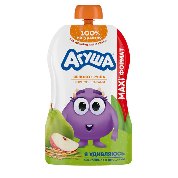 Пюре фруктовое Агуша с 8 месяцев, яблоко груша злаки 160 г