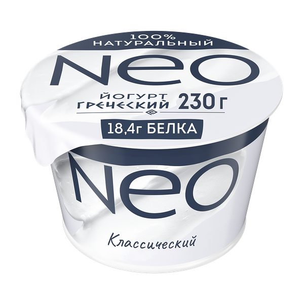 Йогурт греческий Neo Классический 100% натуральный с высоким содержанием белка 2% 230 г