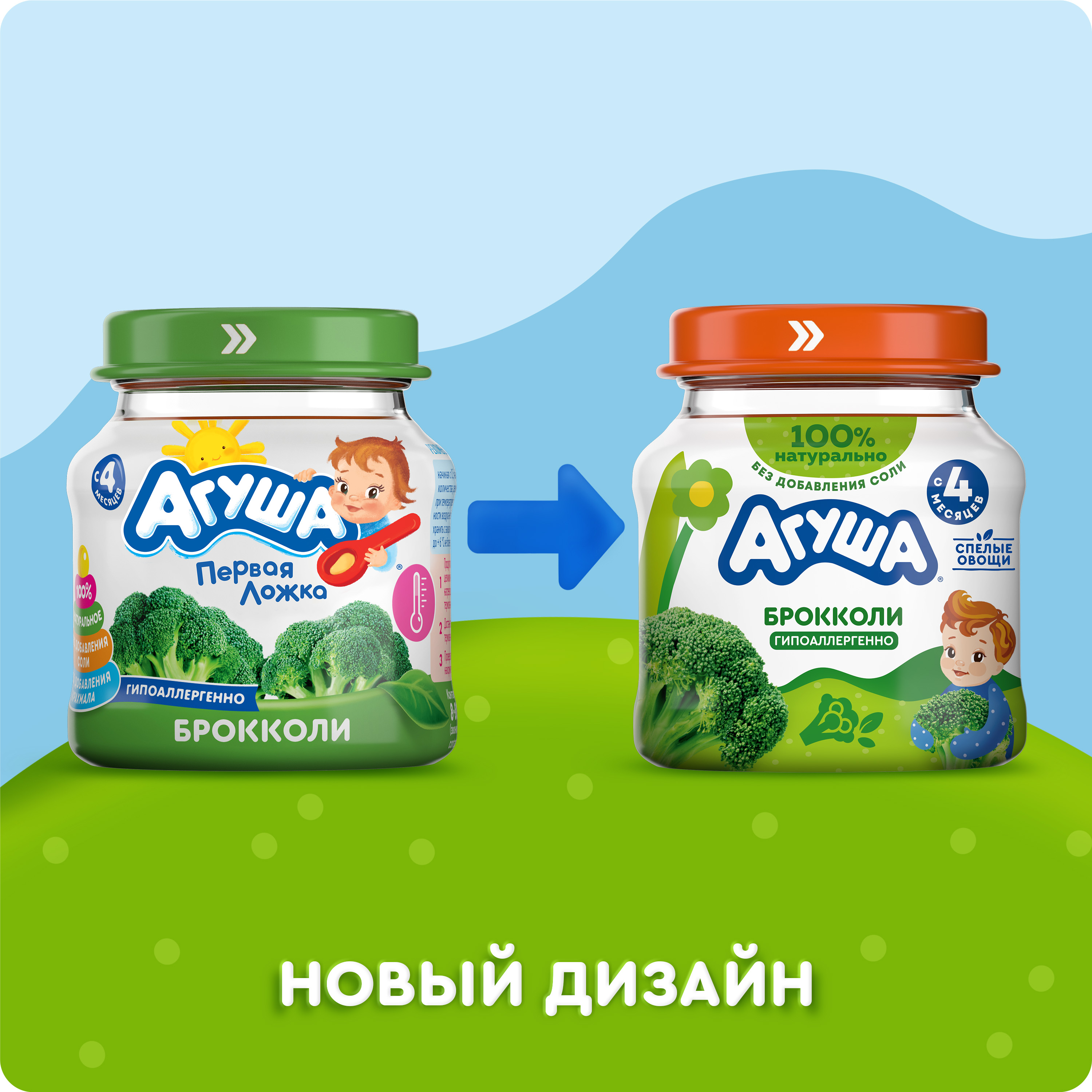 

Пюре овощное Агуша Брокколи в стеклянной баночке с 4 месяцев 80 г